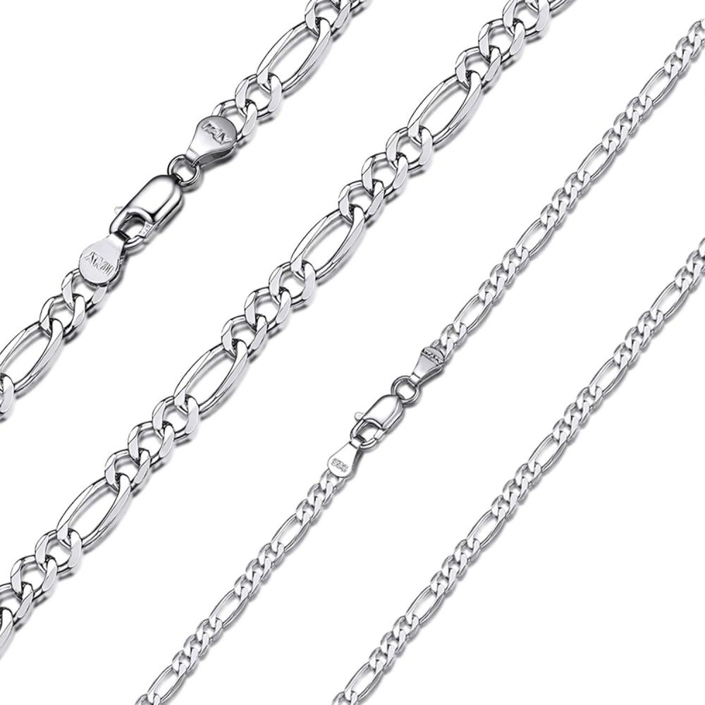 imageChainsHouse Sterling Silver Necklace CubanFigaroTwisted RopeRoloBox Chain No Tarnish Mens Women Jewelry 14quot30quot Send Gift BoxBSilver3mmFigaro