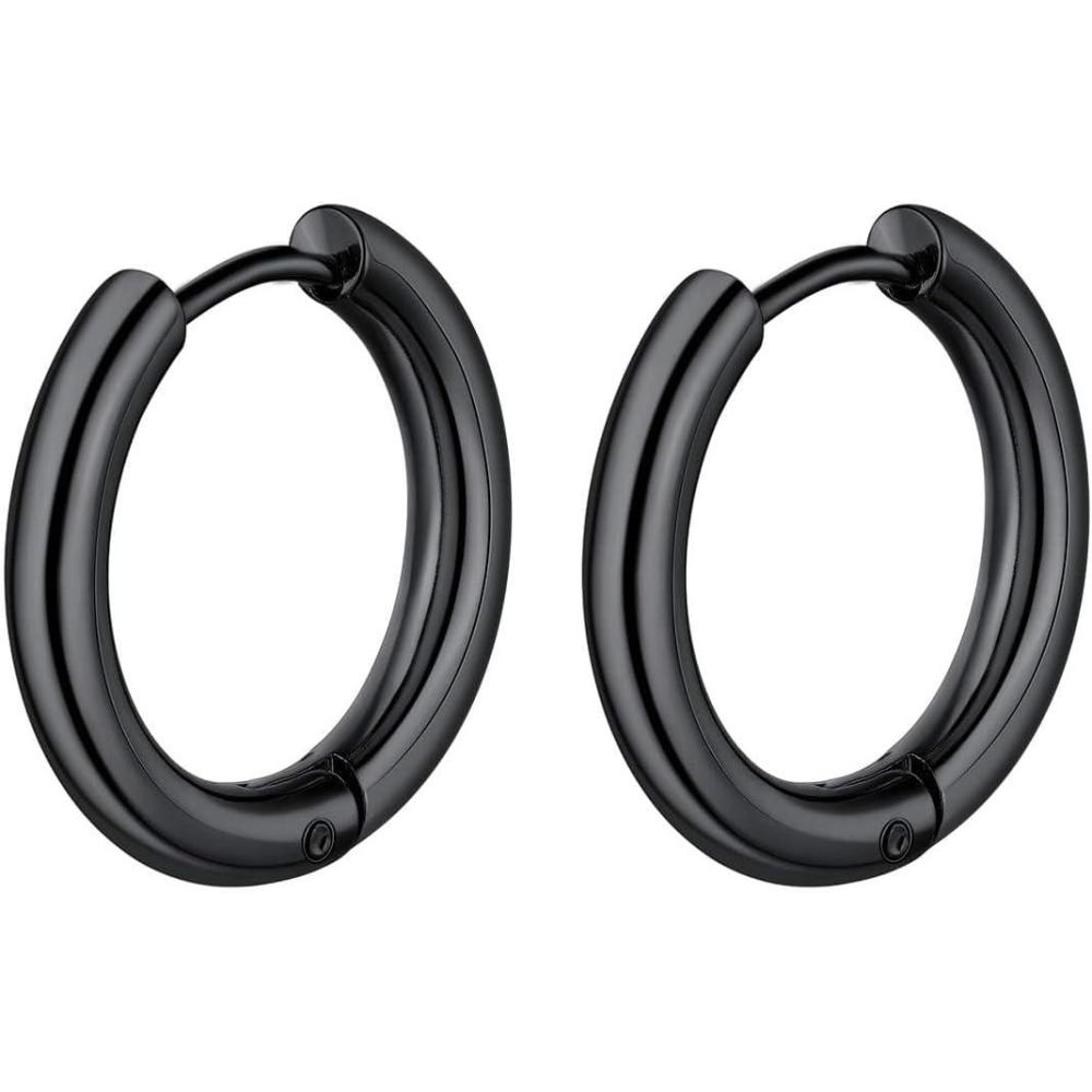 imageChainsHouse Stud Earrings for Men Women316L Stainless Steel14K GoldBlack Plated Metal Punk Hypoallergenic Surgical Huggie Hoop Earrings Mens Jewelry Piercing Hoop EarringsH BlackHuggie Hoop1 Pair