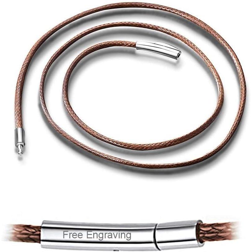 imageChainsHouse Waterproof Braided Black Leather Necklace Cord with Clasp Men Women DIY Rope Chain for Pendant Customize Available 1523mm Width 1618202224262830quot Length with Gift Boxg 3MM WideBrownCustom