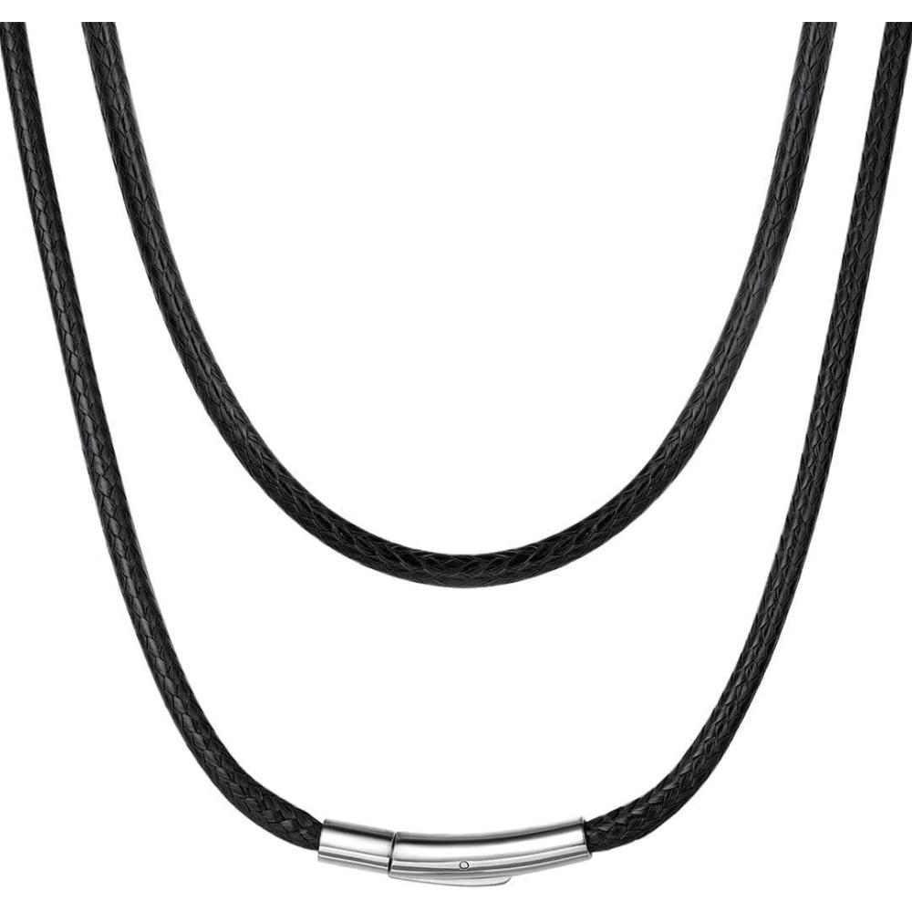 imageChainsHouse Waterproof Braided Black Leather Necklace Cord with Clasp Men Women DIY Rope Chain for Pendant Customize Available 1523mm Width 1618202224262830quot Length with Gift Boxa 3MM WideBlack