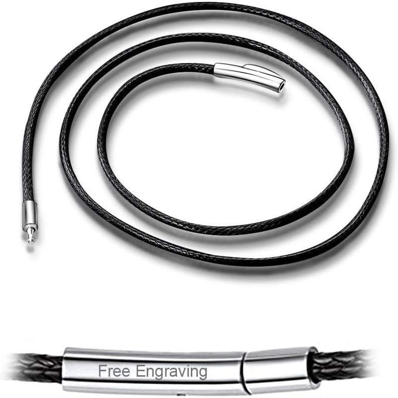imageChainsHouse Waterproof Braided Black Leather Necklace Cord with Clasp Men Women DIY Rope Chain for Pendant Customize Available 1523mm Width 1618202224262830quot Length with Gift Boxf 3MM WideBlackCustom