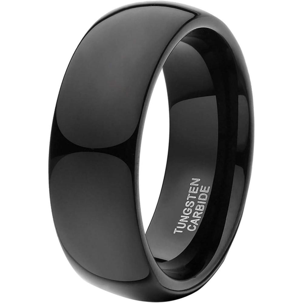 imageTRUMIUM 2mm 4mm 6mm 8mm Black Tungsten Ring for Men Women Wedding Band Domed High Polish Comfort Fit 4158mm Black
