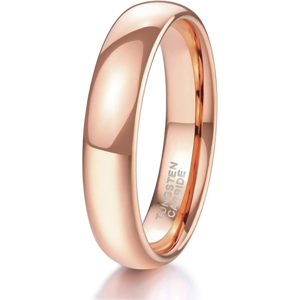 imageTRUMIUM 2mm 4mm 6mm 8mm Tungsten Wedding Band Ring for Men Women SilverRose Gold PlatedRainbowGold Plated Domed High Polish Engagement Promise Rings Comfort Fit 4154mm rose gold plated