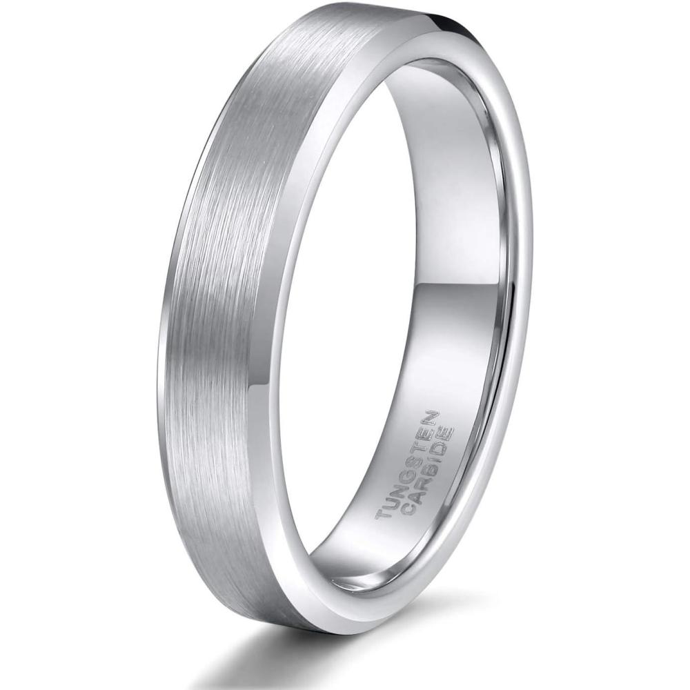 imageTRUMIUM 4mm 6mm 8mm Tungsten Wedding Band Ring for Men Women Silver Plated Matte Finished Engagement Rings Comfort Fit 4154mm silver plated