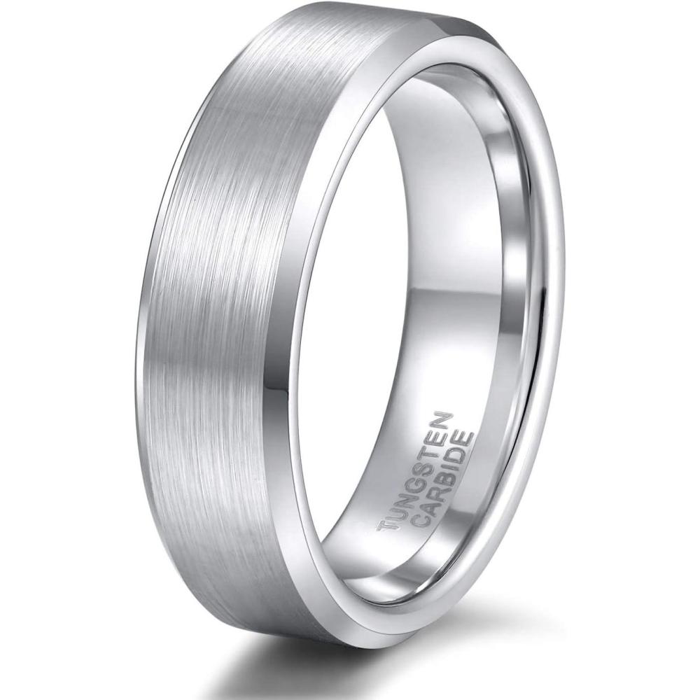 imageTRUMIUM 4mm 6mm 8mm Tungsten Wedding Band Ring for Men Women Silver Plated Matte Finished Engagement Rings Comfort Fit 4156mm silver plated
