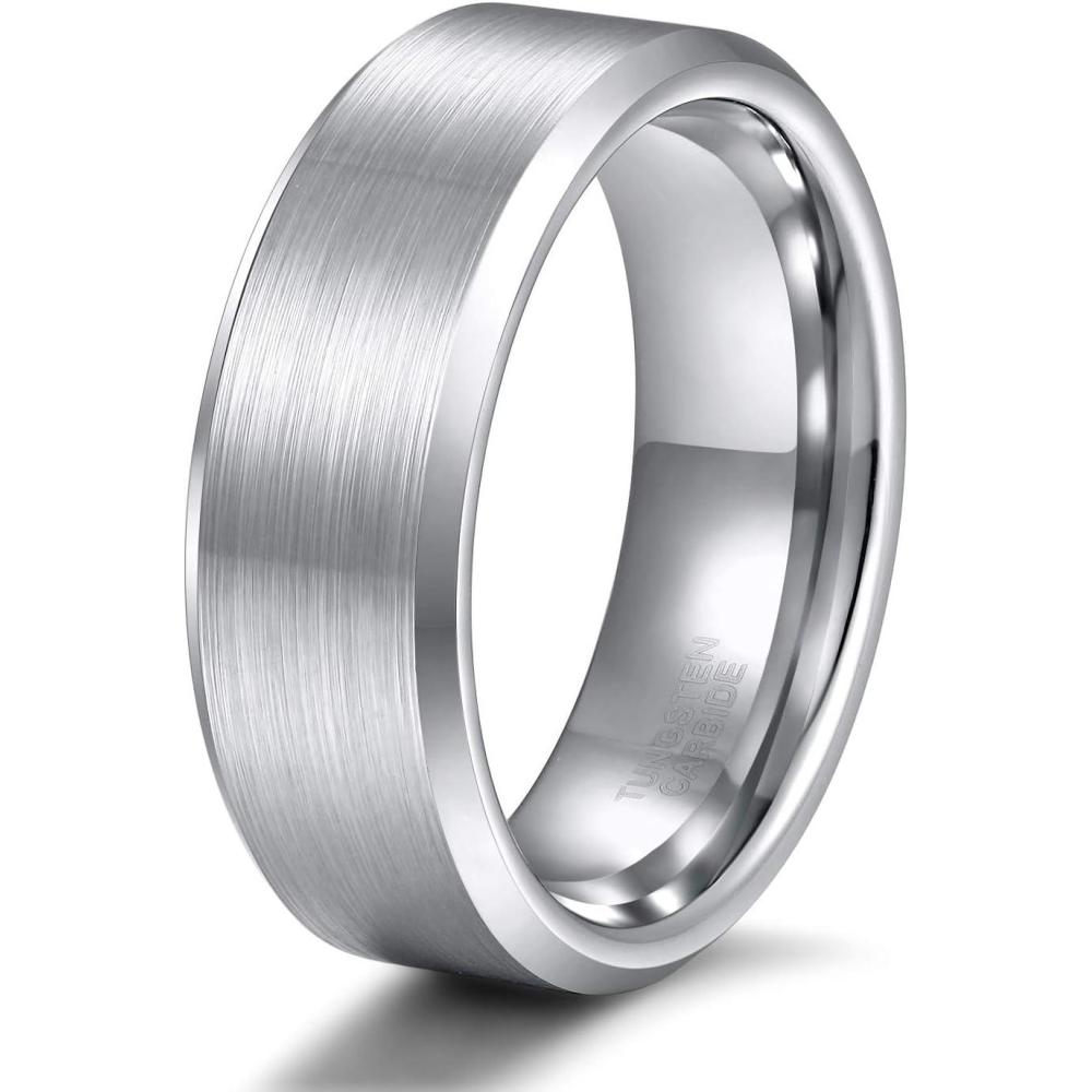 imageTRUMIUM 4mm 6mm 8mm Tungsten Wedding Band Ring for Men Women Silver Plated Matte Finished Engagement Rings Comfort Fit 4158mm silver plated