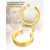 ChainsHouse 316L Stainless Steel Hoop Earrings for Women – 30mm/40mm/60mm/80mm 18K Gold/Black Lightweight Open Hoop Earrings, Fits for Sensitive Ears, Send Gift Box(C: Gold-40mm)