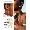ChainsHouse 316L Stainless Steel Hoop Earrings for Women – 30mm/40mm/60mm/80mm 18K Gold/Black Lightweight Open Hoop Earrings, Fits for Sensitive Ears, Send Gift Box(B: Stainless-60mm)