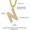 ChainsHouse A-Z Letter 0-1 Number Pendant Necklace, Cubic Zirconia CZ Alphabet Initial Pendant with Stainless Steel Spiga Chain, Personalized Custom Hip Hop Rapper Hip Hop Jewelry for Men