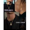 ChainsHouse A-Z Letter 0-1 Number Pendant Necklace, Cubic Zirconia CZ Alphabet Initial Pendant with Stainless Steel Spiga Chain, Personalized Custom Hip Hop Rapper Hip Hop Jewelry for Men