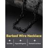 ChainsHouse Barbed Wire Necklace Punk Thorns Chain Necklace for Men Women, 5/6/7/9/12MM Wide Stainless Steel/Black Metal/Gold Plated Hiphop Rock Jewelry, 18-22 Inches(b.6mm-Black-Barbed Wire Chain)