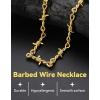 ChainsHouse Barbed Wire Necklace Punk Thorns Chain Necklace for Men Women, 5/6/7/9/12MM Wide Stainless Steel/Black Metal/Gold Plated Hiphop Rock Jewelry, 18-22 Inches(c.6mm-Gold Plated-Barbed Wire Chain)