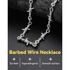 ChainsHouse Barbed Wire Necklace Punk Thorns Chain Necklace for Men Women, 5/6/7/9/12MM Wide Stainless Steel/Black Metal/Gold Plated Hiphop Rock Jewelry, 18-22 Inches(a.6mm-Steel-Barbed Wire Chain)