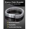 ChainsHouse Bracelet for Men Franco Curb Chain Link with Sturdy Clasp, 7.5/8.3/9 Inches Length 6/10/12MM Width Bracelet Chain Gift for Dad, Husband, Father’s Day, Birthday(B: 10mm-Steel)