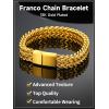 ChainsHouse Bracelet for Men Franco Curb Chain Link with Sturdy Clasp, 7.5/8.3/9 Inches Length 6/10/12MM Width Bracelet Chain Gift for Dad, Husband, Father’s Day, Birthday(I: 12mm-Gold Plated)