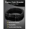 ChainsHouse Bracelet for Men Franco Curb Chain Link with Sturdy Clasp, 7.5/8.3/9 Inches Length 6/10/12MM Width Bracelet Chain Gift for Dad, Husband, Father’s Day, Birthday(F: 12mm-Black)