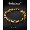 ChainsHouse Cable Chain Link Bracelet for Men Women, 7mm/9mm/12mm Width, 7.5/8.3″ Length, 316L Stainless Steel/18K Gold Tone/Black (Send Gift Box)(h  9mm gold)