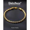 ChainsHouse Chain Bracelet for Men, Twisted Rope Bracelets Stainless Steel/Black/14K Gold Metal Plated Wrist Chain, 3mm/6mm Width, 8.3″, Send Gift Box(3mm-gold-twisted)