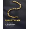 ChainsHouse Chain Bracelet for Men, Twisted Rope Bracelets Stainless Steel/Black/14K Gold Metal Plated Wrist Chain, 3mm/6mm Width, 8.3″, Send Gift Box(6mm-gold-twisted)