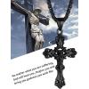 ChainsHouse Cross Necklace for Men, Black/18K Gold Plated/Stainless Steel Christian Jewelry Cross Pendant Necklace for Men, with Gift Box(a: Jecus Cross-Black)