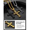 ChainsHouse Cross Necklace for Men, Black/18K Gold Plated/Stainless Steel Christian Jewelry Cross Pendant Necklace for Men, with Gift Box(a: Jecus Cross-Gold)