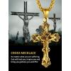 ChainsHouse Cross Necklace for Men, Black/18K Gold Plated/Stainless Steel Christian Jewelry Cross Pendant Necklace for Men, with Gift Box(a: Jecus Cross-Gold)