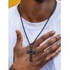 ChainsHouse Cross Necklace for Men, Black/18K Gold Plated/Stainless Steel Christian Jewelry Cross Pendant Necklace for Men, with Gift Box(b: Dripping Oil Cross-Black)