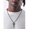 ChainsHouse Cross Necklace for Men, Black/18K Gold Plated/Stainless Steel Christian Jewelry Cross Pendant Necklace for Men, with Gift Box(c: Plain Cross-Black)