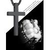 ChainsHouse Cross Necklace for Men, Black/18K Gold Plated/Stainless Steel Christian Jewelry Cross Pendant Necklace for Men, with Gift Box(c: Plain Cross-Black)