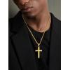 ChainsHouse Cross Necklace for Men, Black/18K Gold Plated/Stainless Steel Christian Jewelry Cross Pendant Necklace for Men, with Gift Box(d: Cross-Gold)
