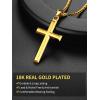 ChainsHouse Cross Necklace for Men, Black/18K Gold Plated/Stainless Steel Christian Jewelry Cross Pendant Necklace for Men, with Gift Box(d: Cross-Gold)