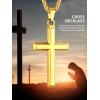 ChainsHouse Cross Necklace for Men, Black/18K Gold Plated/Stainless Steel Christian Jewelry Cross Pendant Necklace for Men, with Gift Box(d: Cross-Gold)
