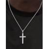 ChainsHouse Cross Necklace for Men, Black/18K Gold Plated/Stainless Steel Christian Jewelry Cross Pendant Necklace for Men, with Gift Box(d: Cross-Steel)