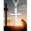 ChainsHouse Cross Necklace for Men, Black/18K Gold Plated/Stainless Steel Christian Jewelry Cross Pendant Necklace for Men, with Gift Box(d: Cross-Steel)