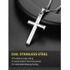 ChainsHouse Cross Necklace for Men, Black/18K Gold Plated/Stainless Steel Christian Jewelry Cross Pendant Necklace for Men, with Gift Box(d: Cross-Steel)