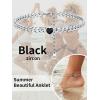 ChainsHouse Cuban Chain Anklets for Women,Stainless Steel Black 6mm Link Chain Ankle Bracelet with Heart Birthstone Jan – Dec 12 Months, 22cm-27cm Adjustable, with Gift Box(13. Black Stone-Steel)
