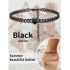 ChainsHouse Cuban Chain Anklets for Women,Stainless Steel Black 6mm Link Chain Ankle Bracelet with Heart Birthstone Jan – Dec 12 Months, 22cm-27cm Adjustable, with Gift Box(13. Black Stone-Black)