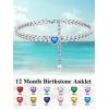 ChainsHouse Cuban Chain Anklets for Women,Stainless Steel Black 6mm Link Chain Ankle Bracelet with Heart Birthstone Jan – Dec 12 Months, 22cm-27cm Adjustable, with Gift Box(12. Dec.-Tanzantite-Steel)