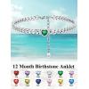 ChainsHouse Cuban Chain Anklets for Women,Stainless Steel Black 6mm Link Chain Ankle Bracelet with Heart Birthstone Jan – Dec 12 Months, 22cm-27cm Adjustable, with Gift Box(05. May-Emerald-Steel)