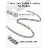 ChainsHouse Cuban Chain Anklets for Women,Stainless Steel Black 6mm Link Chain Ankle Bracelet with Heart Birthstone Jan – Dec 12 Months, 22cm-27cm Adjustable, with Gift Box(03. Mar-Aquamarine-Steel)