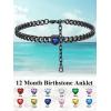 ChainsHouse Cuban Chain Anklets for Women,Stainless Steel Black 6mm Link Chain Ankle Bracelet with Heart Birthstone Jan – Dec 12 Months, 22cm-27cm Adjustable, with Gift Box(09. Sep.-Sapphire-Black)