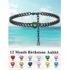 ChainsHouse Cuban Chain Anklets for Women,Stainless Steel Black 6mm Link Chain Ankle Bracelet with Heart Birthstone Jan – Dec 12 Months, 22cm-27cm Adjustable, with Gift Box(05. May-Emerald-Black)
