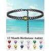 ChainsHouse Cuban Chain Anklets for Women,Stainless Steel Black 6mm Link Chain Ankle Bracelet with Heart Birthstone Jan – Dec 12 Months, 22cm-27cm Adjustable, with Gift Box(08. Aug.-Peridot-Black)