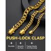 ChainsHouse Cuban Link Chain for Men, Stainless Steel Cuban Link Chain, Black/ 14K Gold Plated Cuban Chain Necklace, 6mm/9mm/12mm Width, Hip Hop Mens Jewelry, 18″-30″, Send Gift Box(f.12mm width-gold)