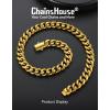 ChainsHouse Cuban Link Chain for Men, Stainless Steel Cuban Link Chain, Black/ 14K Gold Plated Cuban Chain Necklace, 6mm/9mm/12mm Width, Hip Hop Mens Jewelry, 18″-30″, Send Gift Box(f.12mm width-gold)