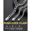 ChainsHouse Cuban Link Chain for Men, Stainless Steel Cuban Link Chain, Black/ 14K Gold Plated Cuban Chain Necklace, 6mm/9mm/12mm Width, Hip Hop Mens Jewelry, 18″-30″, Send Gift Box(a. 6mm width-steel)