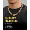 ChainsHouse Cuban Link Chain for Men, Stainless Steel Cuban Link Chain, Black/ 14K Gold Plated Cuban Chain Necklace, 6mm/9mm/12mm Width, Hip Hop Mens Jewelry, 18″-30″, Send Gift Box(f.12mm width-gold)