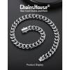 ChainsHouse Cuban Link Chain for Men, Stainless Steel Cuban Link Chain, Black/ 14K Gold Plated Cuban Chain Necklace, 6mm/9mm/12mm Width, Hip Hop Mens Jewelry, 18″-30″, Send Gift Box(c. 12mm width-steel)