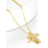 ChainsHouse Cubic Zirconia Cross Necklace for Women | Elegant Layered Cross Pendant | Religious Crucifix Tiny Cross Necklaces for Women Girls, Send Gift Box(b: Inlaid CZ – Gold)
