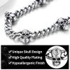ChainsHouse Curb Chain Skull Necklace for Men, Stainless Steel/Black Gothic Skull Choker Curb Necklaces Punk Jewelry,16″-20″ inch Length(a.Skull-Steel-16 inches)